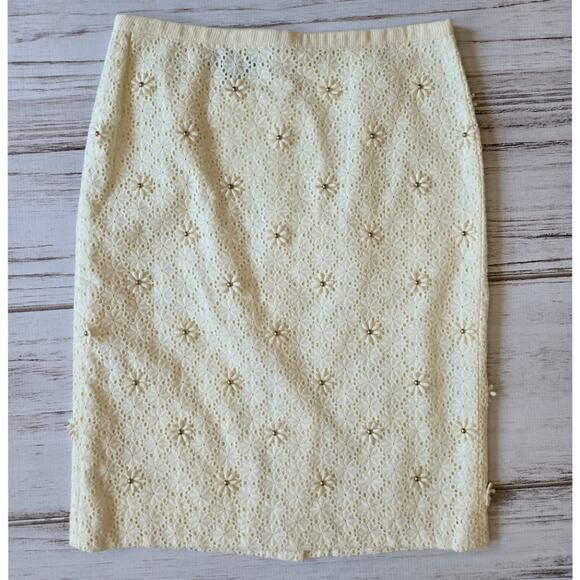 Talbots Cream Floral Lace Pencil Skirt sz 2 - Picture 1 of 4